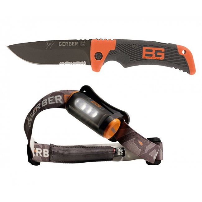 Джобен нож Bear Grylls КОМПЛЕКТ НОЖ SCOUT & ЧЕЛНИК HANDS FREE TORCH