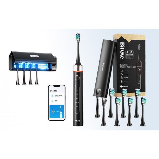 Електрическа четки за зъби Bitvae S2+HD2 - Звукова четка за зъби с комплект накрайници и несесер