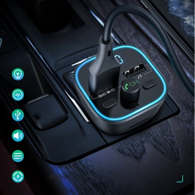 Зарядно устройство BlitzWolf BW-BC1, 2x USB + MicroSD