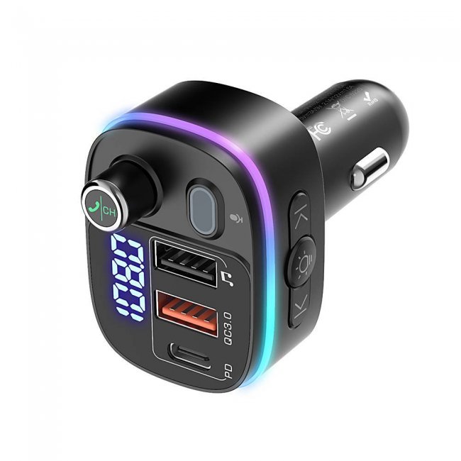 Зарядно устройство BlitzWolf Transmitter Bluetooth 5.0 2xUSB+USB-C, PD18W+QC 3.0, RGB