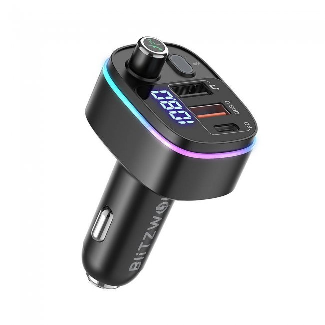 Зарядно устройство BlitzWolf Transmitter Bluetooth 5.0 2xUSB+USB-C, PD18W+QC 3.0, RGB