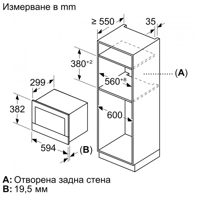 Микровълнова фурна за вграждане Bosch BFL7221W1