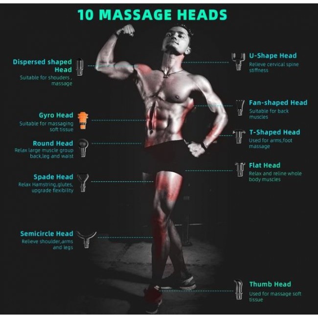 Масажен пистолет Bros Sport Massage gun  BR-11 - ЧЕРЕН -- BLACK