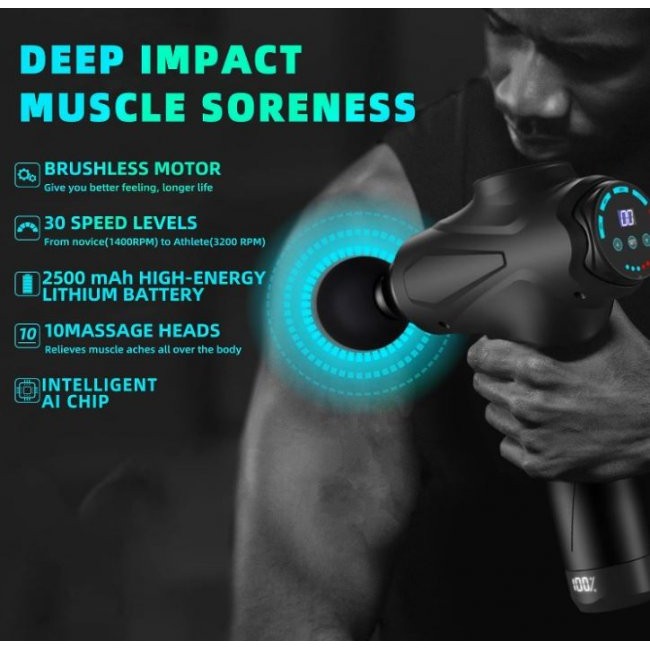 Масажен пистолет Bros Sport Massage gun  BR-11 - ЧЕРЕН -- BLACK