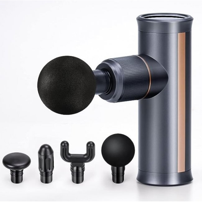 Масажен пистолет Bros Sport Massage Gun Mini 002 - СИВ/ЗЛАТЕН -- GREY/GOLD