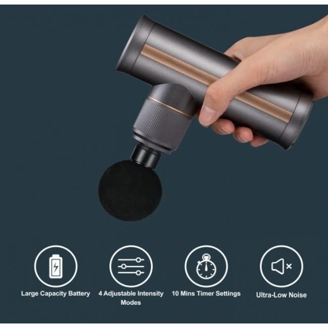 Масажен пистолет Bros Sport Massage Gun Mini 002 - СИВ/ЗЛАТЕН -- GREY/GOLD