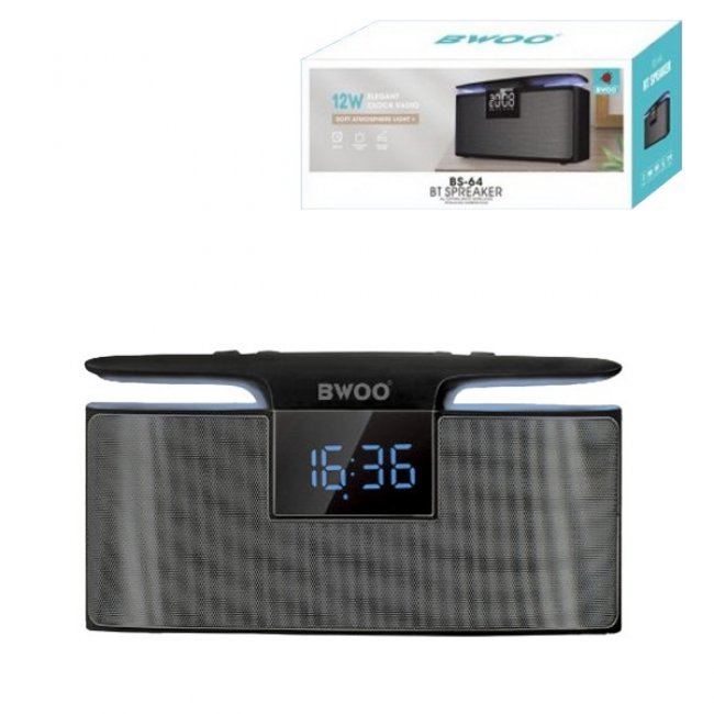 Тонколона BWOO BS64 12W Bluetooth високоговорител с будилник
