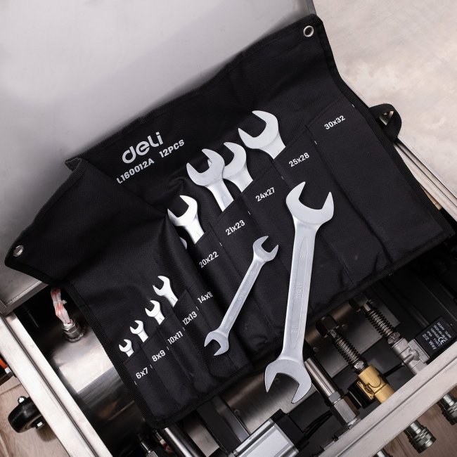 Комплект домакински инструменти Deli Комплект двоен гаечен ключ Sets 12 pcs Deli Tools EDL160012A