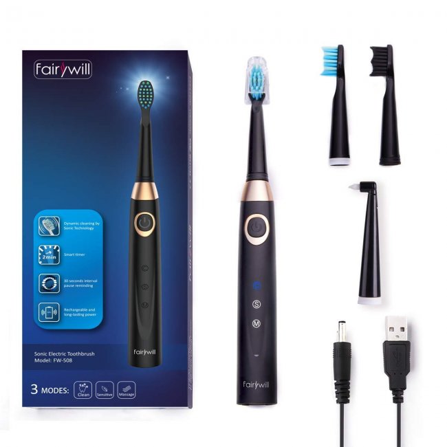 Електрическа четка за зъби FairyWill Sonic Toothbrush FW-508 - ЧЕРЕН -- BLACK