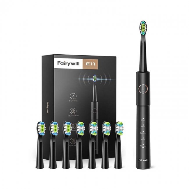 Електрическа четка за зъби FairyWill Sonic Toothbrush FW-E11 - ЧЕРЕН -- BLACK
