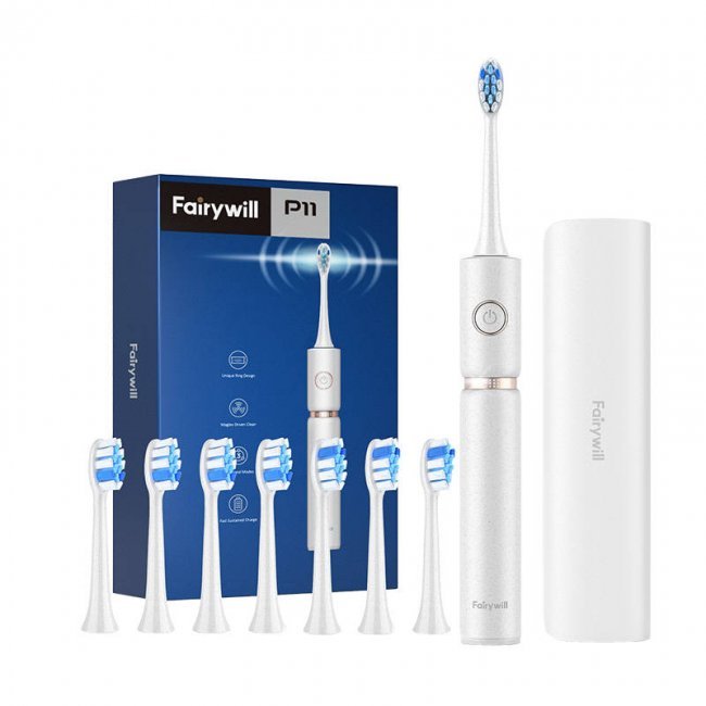 Електрическа четки за зъби FairyWill Sonic Toothbrush FW-P11 - Звукова технология, комплект с калъф и накрайници
