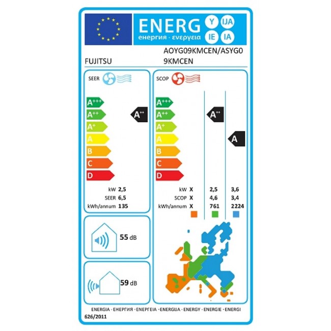 Климатик Fujitsu ASYG09KMCEN/AOEH09KGCG