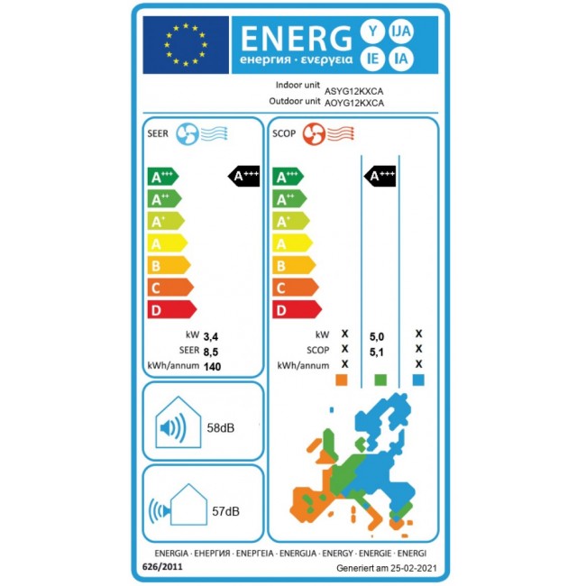 Климатик Fujitsu ASYG12KXCA/AOYG12KXCA Nocria X