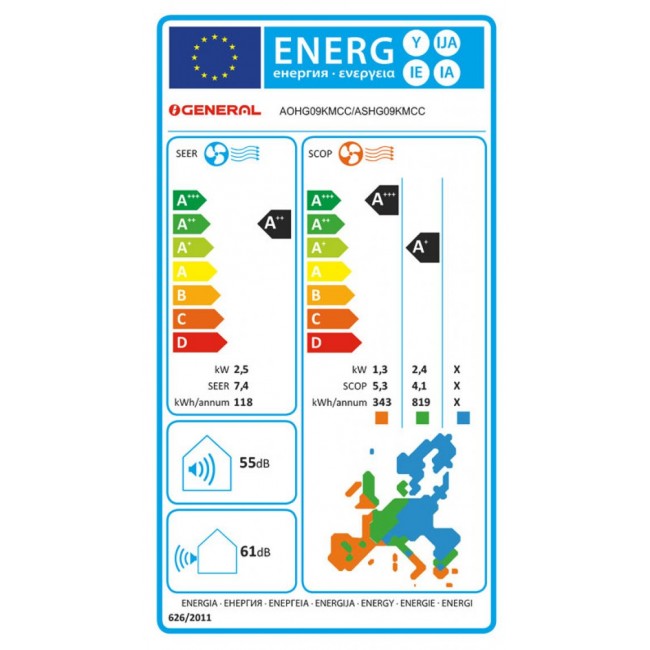 Климатик General Fujitsu ASHG09KMCE/AOHG09KMCC