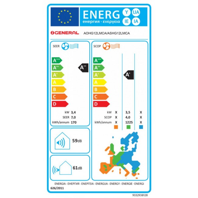Климатик General Fujitsu ASHG12LMCA /AOHG12LMCА