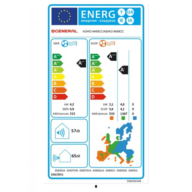 Климатик General Fujitsu ASHG14KMCE/AOHG14KMCC