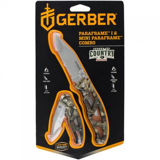 Джобен нож Gerber КОМПЛЕКТ СГЪВАЕМИ НОЖОВЕ PARAFRAME I + PARAFRAME MINI MOSSY OAK