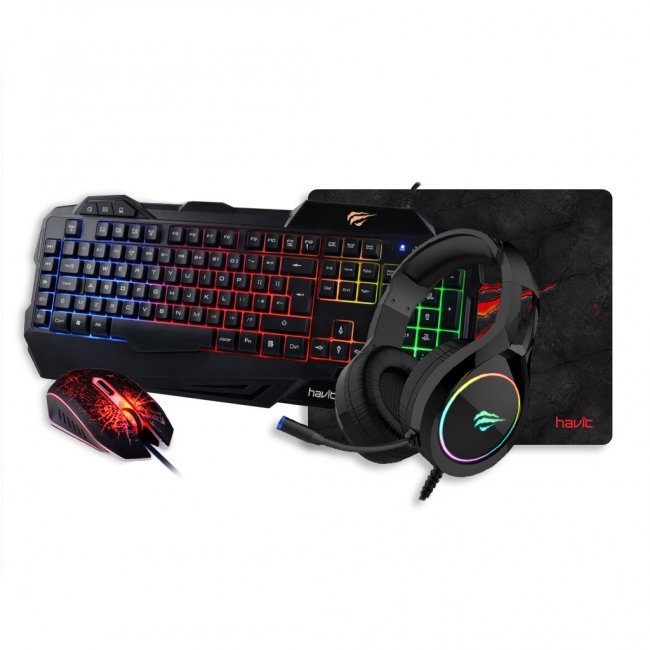 Клавиатура HAVIT Gaming set 4in1 Havit GAMENOTE KB501CM (Клавиатура+Слушалки+Мишка+Подложка)
