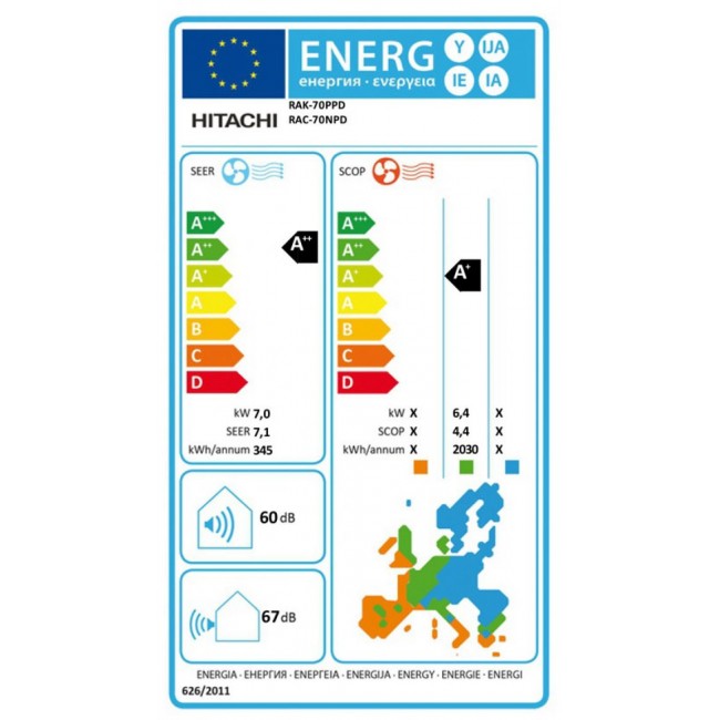 Климатик Hitachi RAK-70PPD/RAC-70NPD