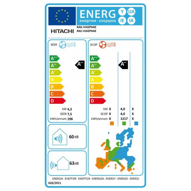 Климатик Hitachi RAK-VJ42RHAE/RAC-VJ42WHAE
