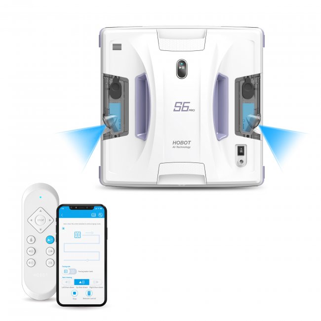 Hobot S6 pro - робот за миене на прозорци с 2 вибриращи мопа и автоматично пръскане