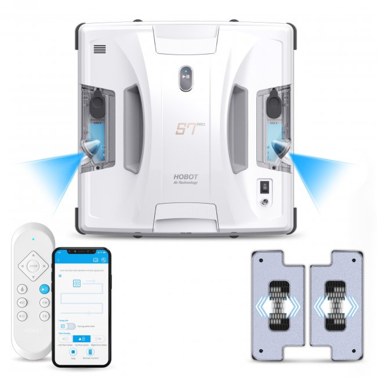 Hobot S7 Pro – робот за миене на прозорци с 2 вибриращи мопа и ...