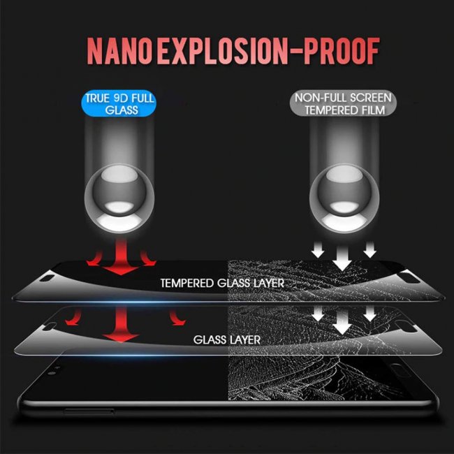 Стъклен Протектор за мобилен телефон Huawei Honor 10 9D Стъклен Протектор с пълно покритие