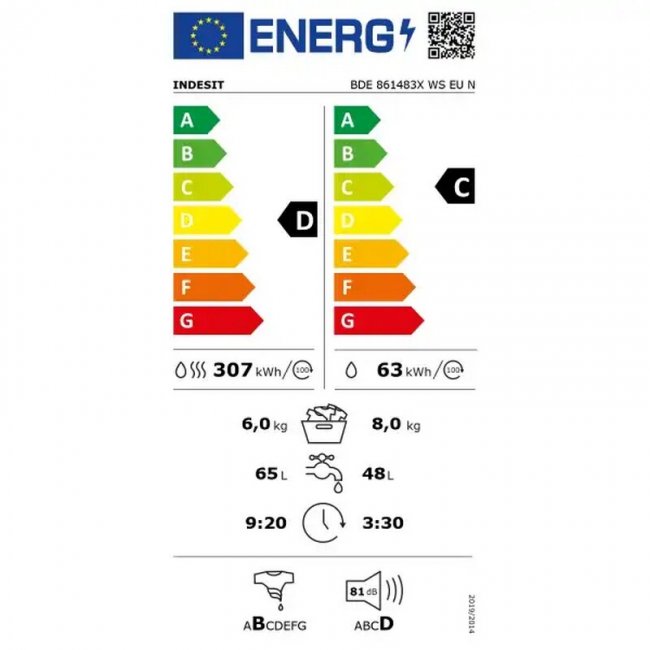 Пералня със сушилня Indesit BDE 861483X WS EU N  