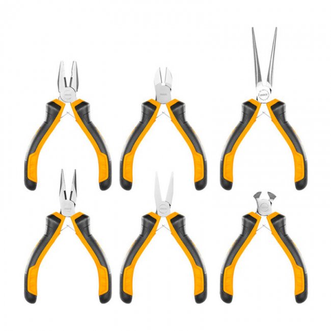 Инструмент INGCO HMPS06115 Mini pliers set 6 Pcs - Комплект мини клещи