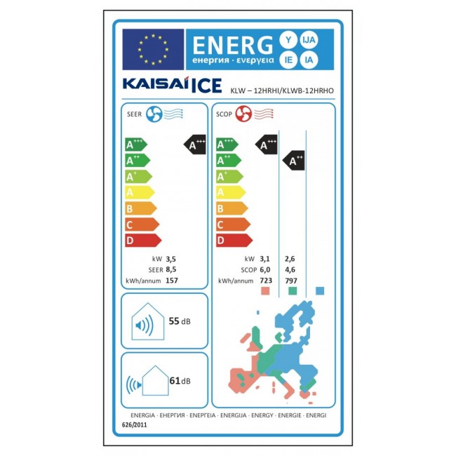 Климатик KAISAI ICE BLACK KLB-12HRHI/KLWB-12HRHO