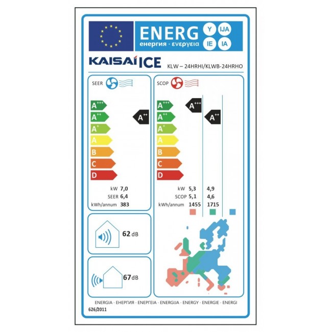 Климатик KAISAI ICE BLACK KLB-24HRHI/KLWB-24HRHO