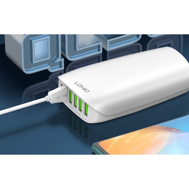 Зарядно устройство LDNIO A6573C, 5x USB, 65W Wall charger with cable 1.5m