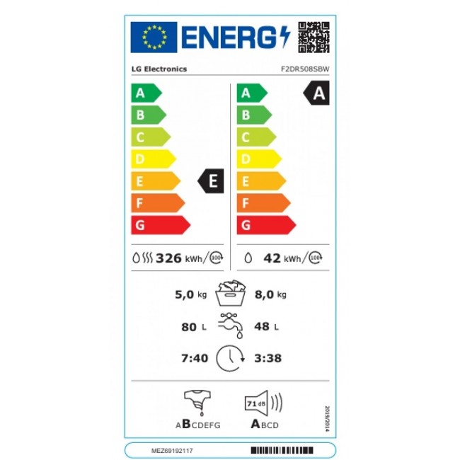 Пералня със сушилня LG F2DR508SBW