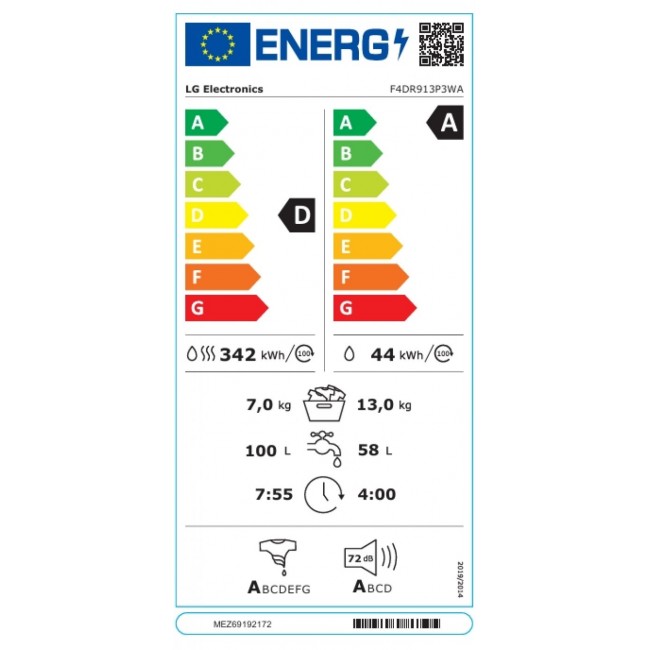 Пералня със сушилня LG F4DR913P3WA