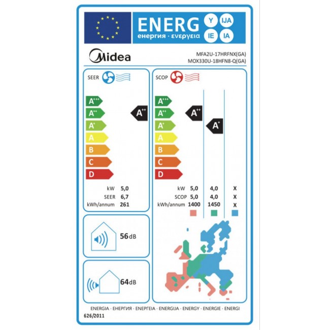 Подов климатик Midea MFA2U-17HRFNX(GA)