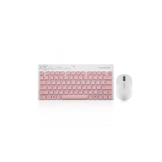 Безжичен офис комплект Клавиатура + Мишка Motospeed G3000 Mouse and Keyboard Office Combo - РОЗОВ -- PINK
