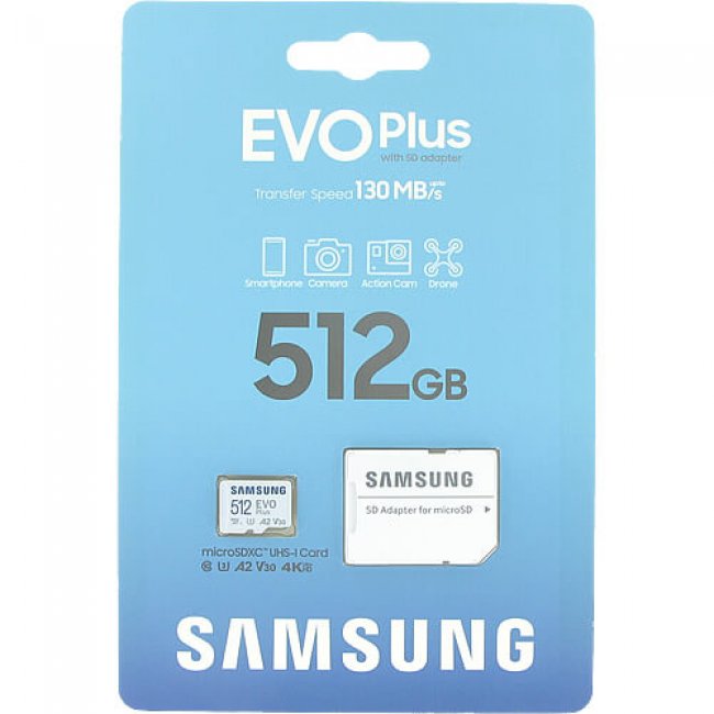 Карта памет Samsung 512GB microSD EVO Plus + SD Adapter (MB-MC512KA/EU) Class 30