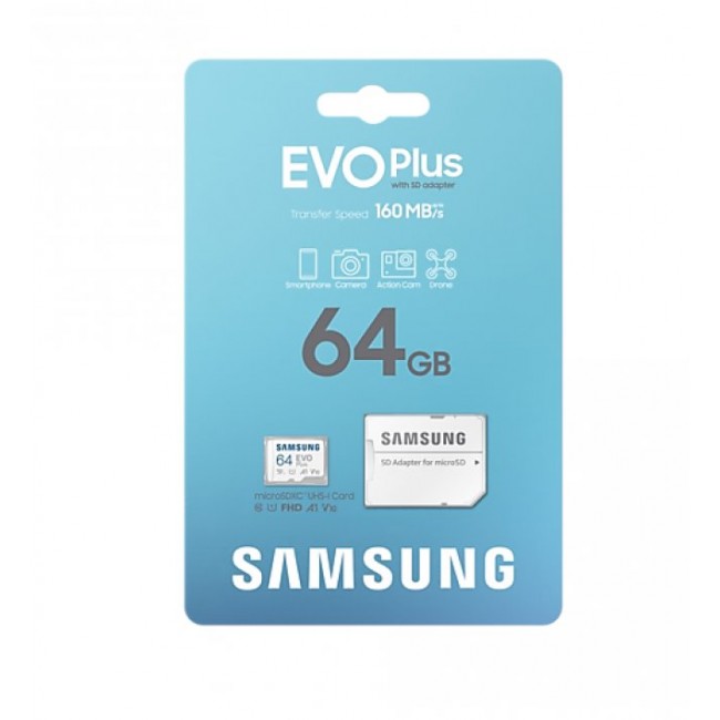 Карта памет Samsung 64GB microSD EVO Plus + SD Adapter (MB-MC64SA/EU) Class 10