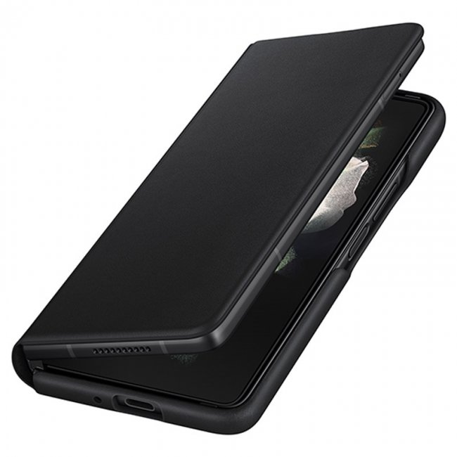 Калъф за мобилен телефон Samsung Galaxy Z Fold3 Leather Flip Cover - ЧЕРЕН -- BLACK