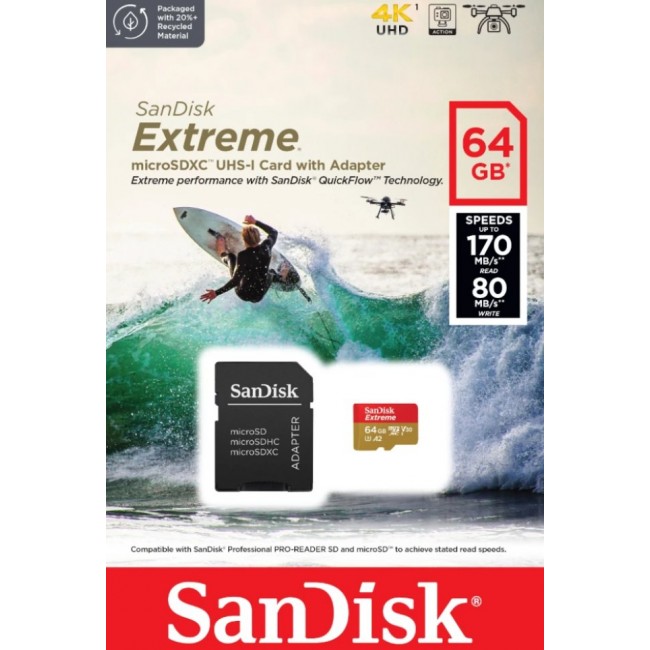 Карта памет SanDisk MicroSDXC 64GB 160/60 MB/s SDSQXA2-064G-GN6AA
