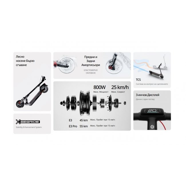 Електрически скутер Segway Kick Scooter E3 E - ЧЕРЕН