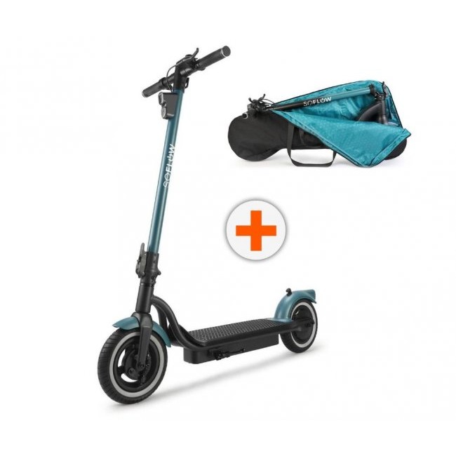 Електрически скутер SoFlow SO2 Air Max 20km/h, 80km 10” + Чанта за електрическа тротинетка - ЗЕЛЕН -- GREEN