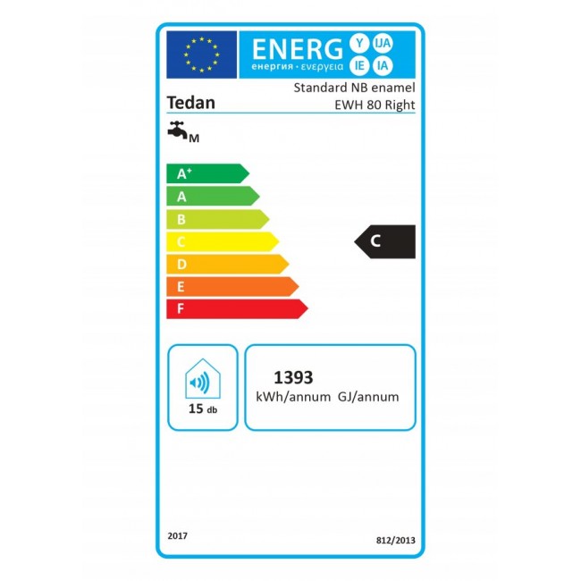 Бойлер Tedan Standard 80 л eл.изводи отдясно, тръби отдолу 2100012067