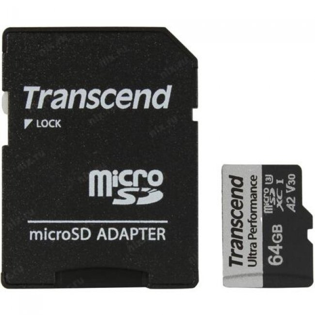 Карта памет Transcend 64GB microSD with adapter UHS-I U3 A2 Ultra Performance TS64GUSD340S