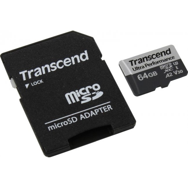 Карта памет Transcend 64GB microSD with adapter UHS-I U3 A2 Ultra Performance TS64GUSD340S