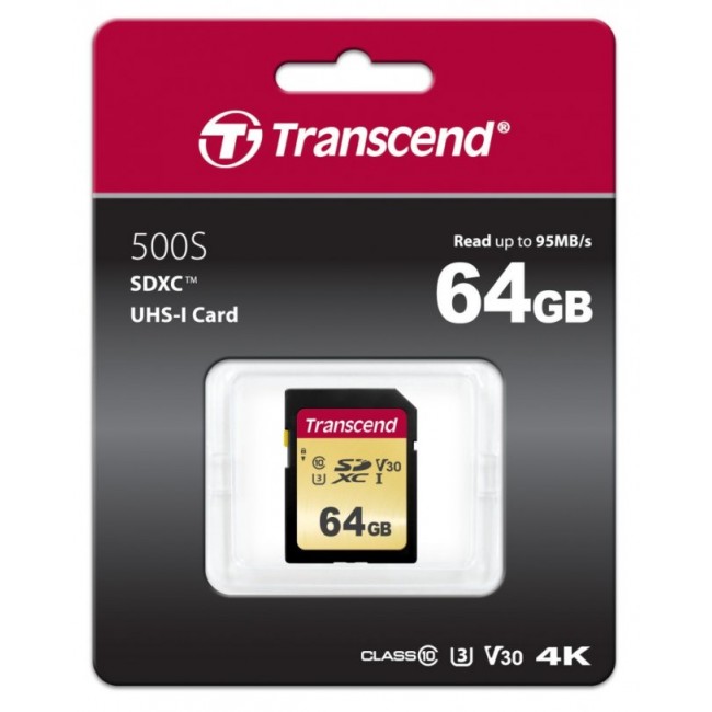 Карта памет Transcend 64GB SD card UHS-I U3, MLC TS64GSDC500S