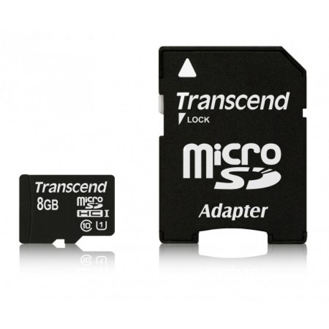 Карта памет Transcend 8GB micro SDHC UHS-I Premium with adapter, Class 10 TS8GUSDU1