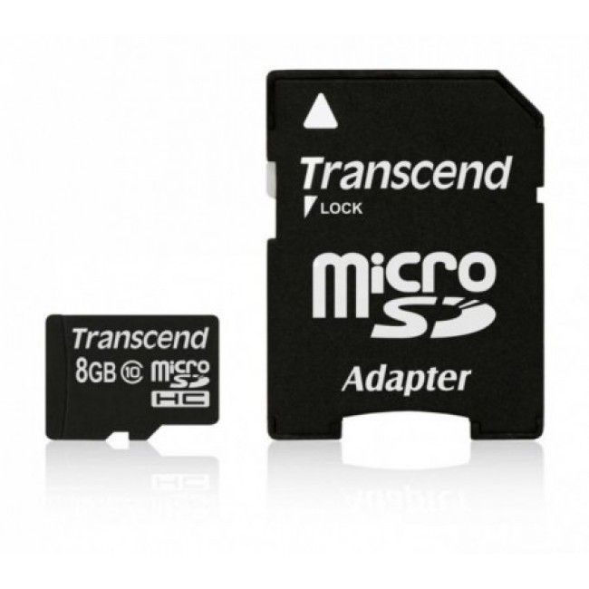 Карта памет Transcend 8GB microSDHC with adapter - Class 10 TS8GUSDHC10