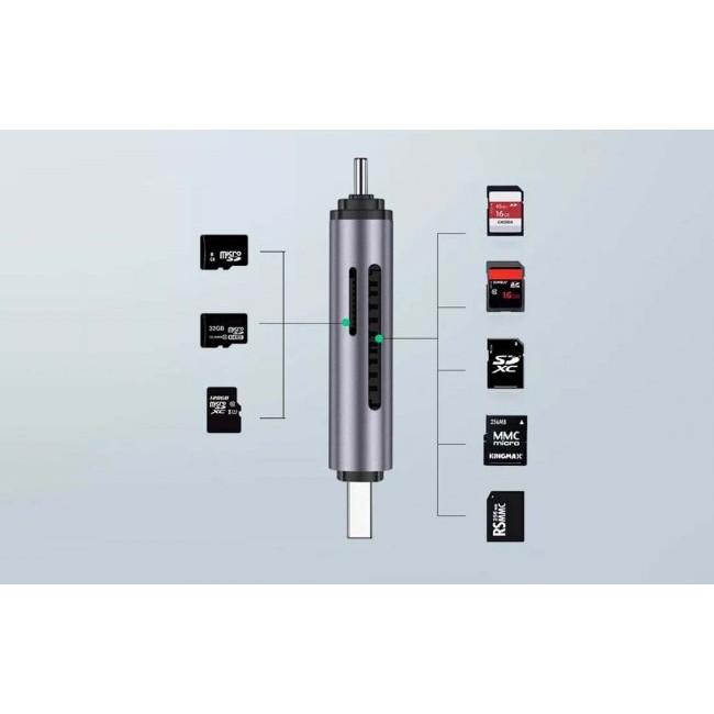 Bluetooth флашка UGREEN CM304 USB + USB-C Adapter Card Reader SD + microSD