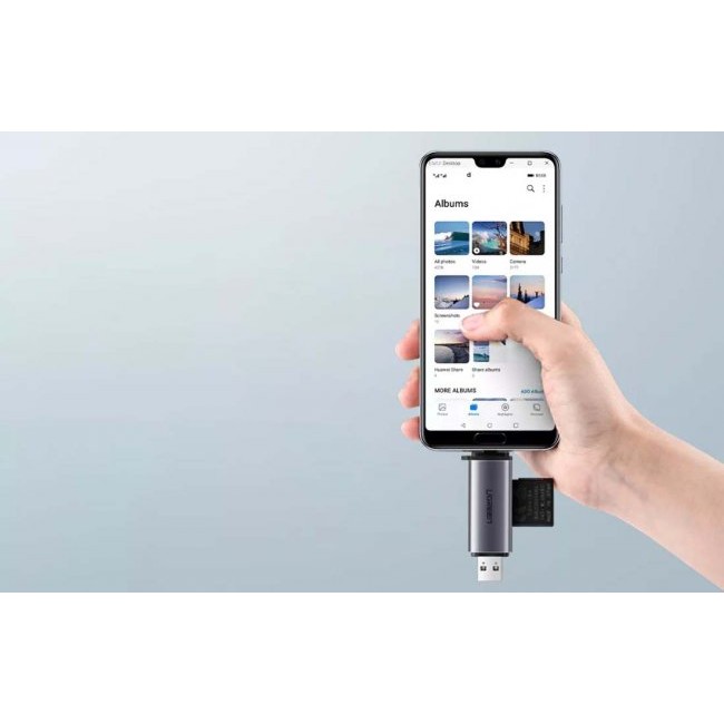 Bluetooth флашка UGREEN CM304 USB + USB-C Adapter Card Reader SD + microSD